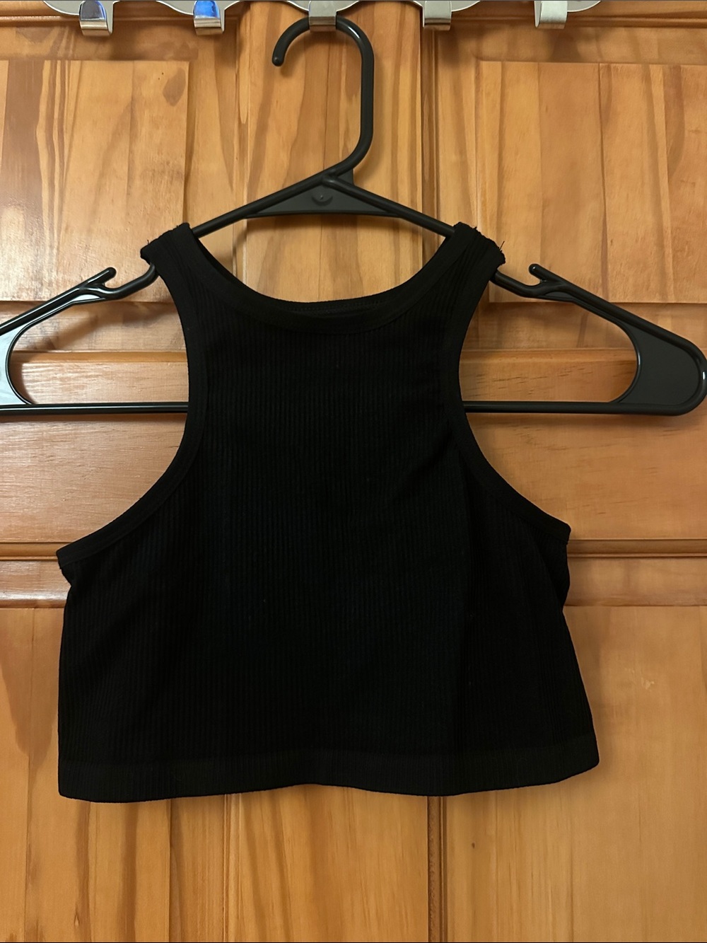 Black Ribbed Crop Tank Top - Women